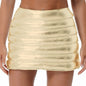 Womens Lightweight Metallic Shiny Skirts Winter Warm A-Line Mini