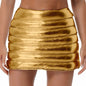 Womens Lightweight Metallic Shiny Skirts Winter Warm A-Line Mini