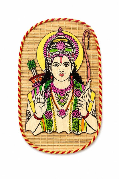 GENORA Handcrafted Bamboo Lord Rama Wall Decor | Eco-Friendly Wooden Wall Hanging for Home & Office