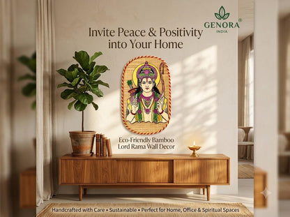GENORA Handcrafted Bamboo Lord Rama Wall Decor | Eco-Friendly Wooden Wall Hanging for Home & Office