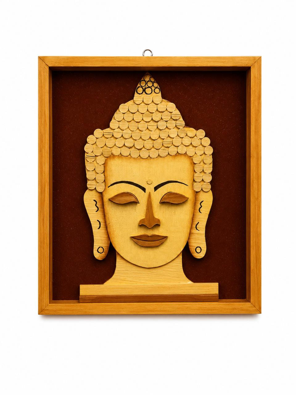 Premium Wooden Buddha Face Wall Art – Handcrafted Wooden Wall Hanging Décor for Home & Office