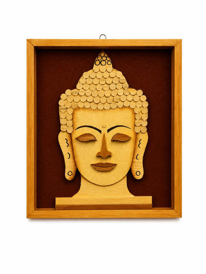 Premium Wooden Buddha Face Wall Art – Handcrafted Wooden Wall Hanging Décor for Home & Office