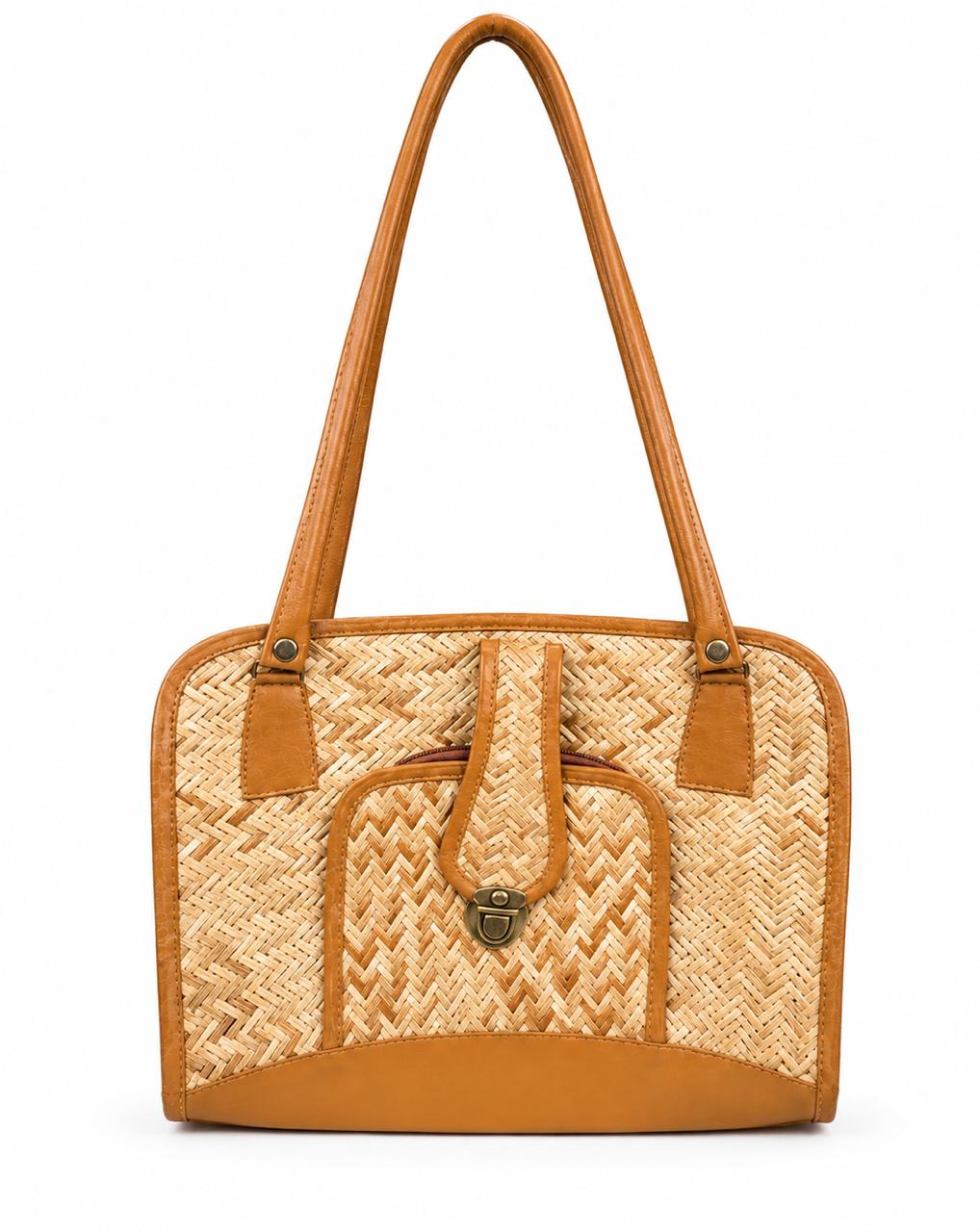 GENORA INDIA Premium Woven Tote Bag for Women – Stylish Handcrafted Straw & Rattan Shoulder Bag