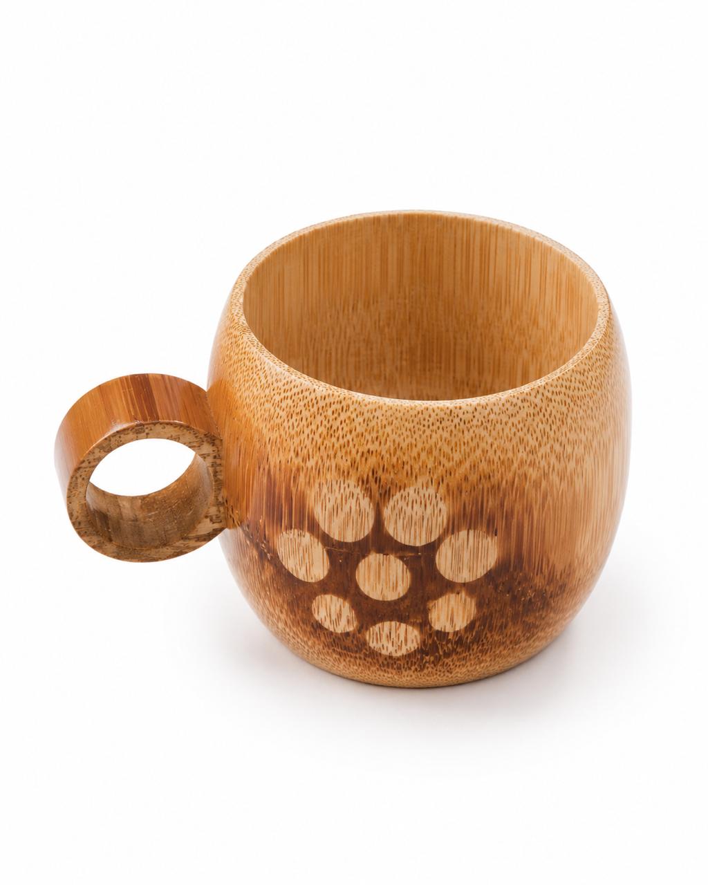 GENORA INDIA Natural Bamboo Coconut-Style Mug – Eco-Friendly Wooden Cup for Home, Office & Gifting