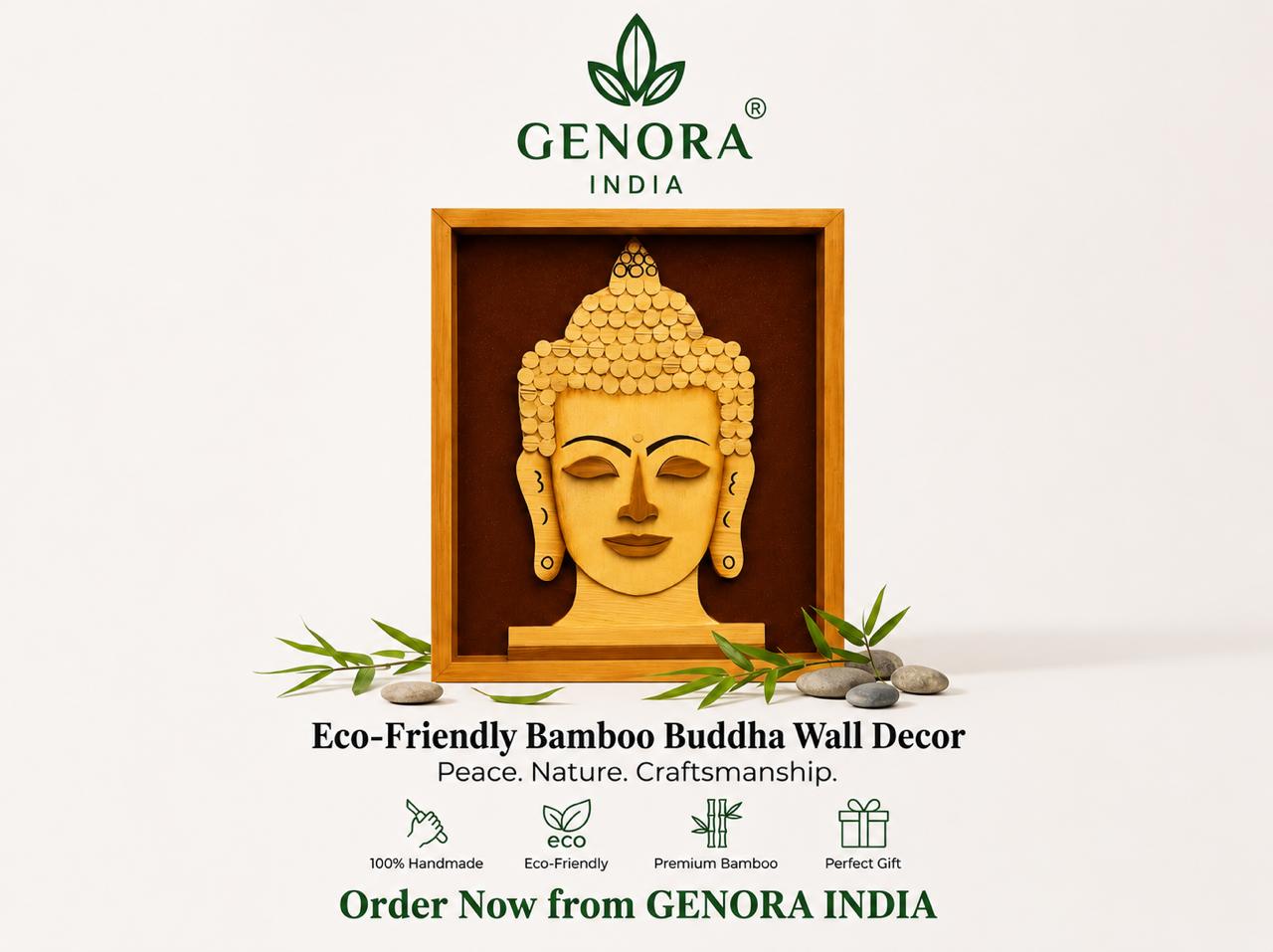 Premium Wooden Buddha Face Wall Art – Handcrafted Wooden Wall Hanging Décor for Home & Office